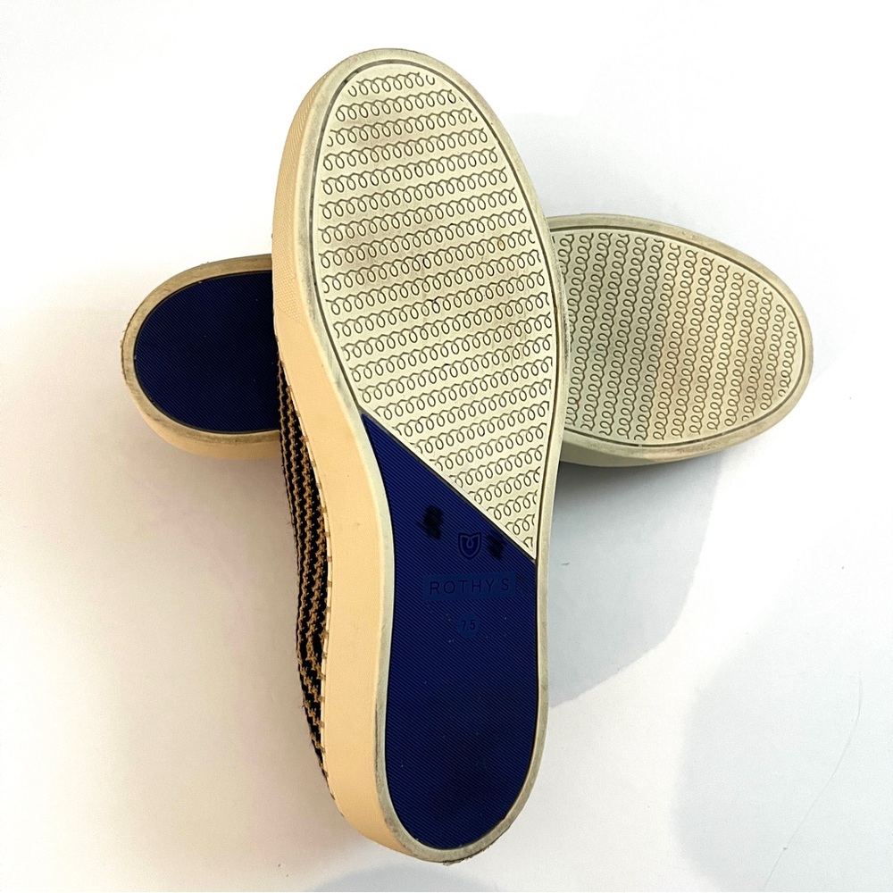 ROTHY’S Classic Slip-On Sneakers Knit Black Tan Striped 7.5 - Picture 8 of 9